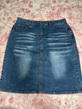 Route 66 Women's Blue Denim Midi Skirt